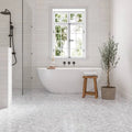 Monet Oriental White 9.75x9.75 Honed Marble Mosaic