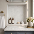 Monet Oriental White Marble Tile 4x4 Honed 3/8 inch — Bathroom niche
