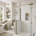 Monet Oriental White Marble Tile 4x4 Honed 3/8 inch — Bathroom shower wall accent band