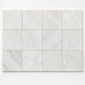 Monet Oriental White Marble Tile 4x4 Honed 3/8 inch close-up