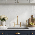 Monet Oriental White Marble Tile 4x4 Honed 3/8 inch — Kitchen backsplash