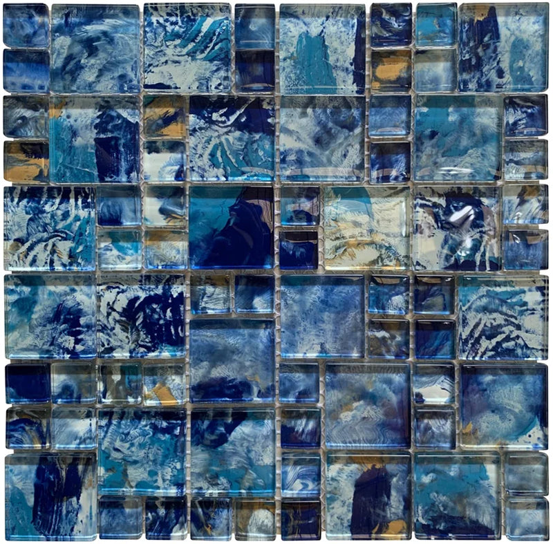 Monet Sirens Breeze Irregular Glass Mosaic Tile