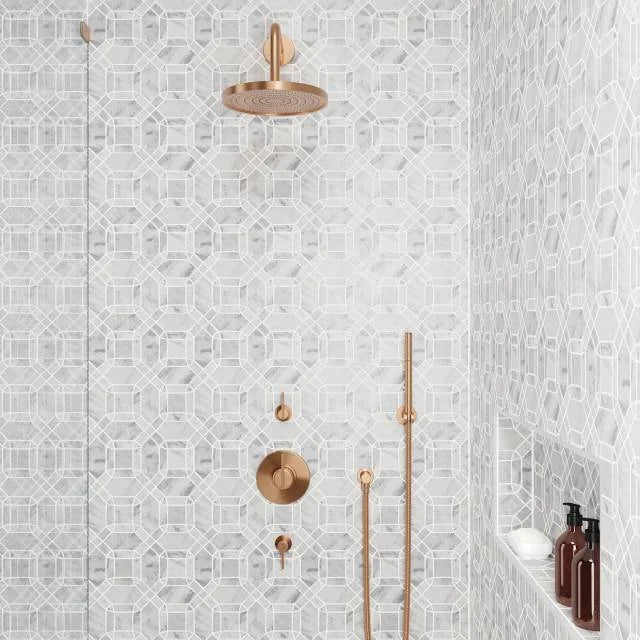 Monet White Carrara 11.25x11.25 Honed Decorative Marble Mosaic