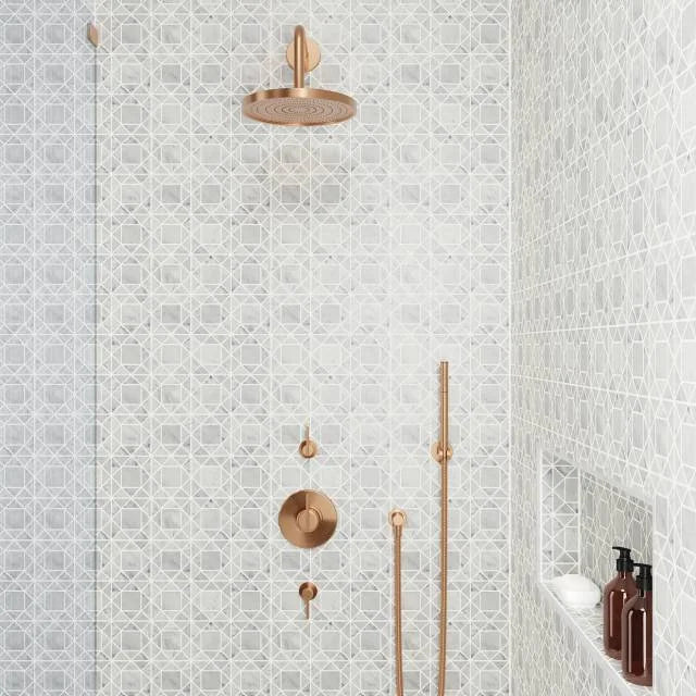 Monet White Carrara 11.75x11.75 Honed Decorative Marble Mosaic