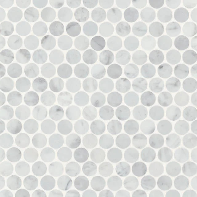 Monet White Carrara 11.75x11.25 Honed Decorative Marble Mosaic