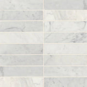 Monet White Carrara 2x8 Honed Decorative Marble Floor & Wall Tile