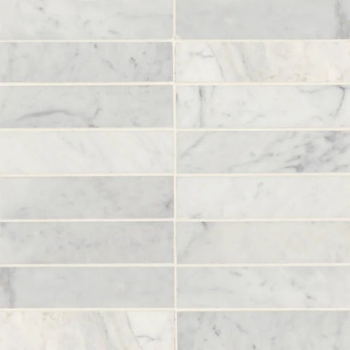 Monet White Carrara 2x8 Honed Decorative Marble Floor & Wall Tile