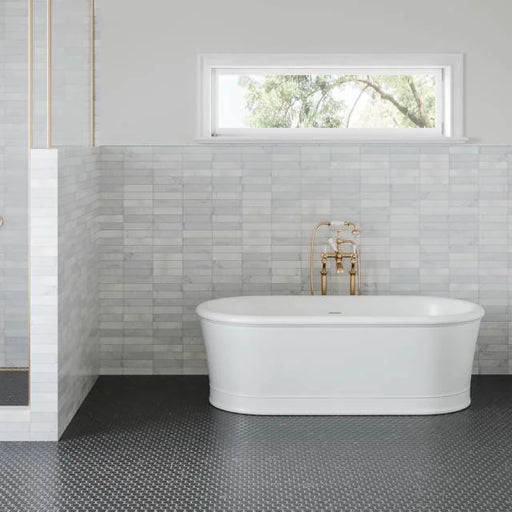 Monet White Carrara 2x8 Honed Decorative Marble Floor & Wall Tile