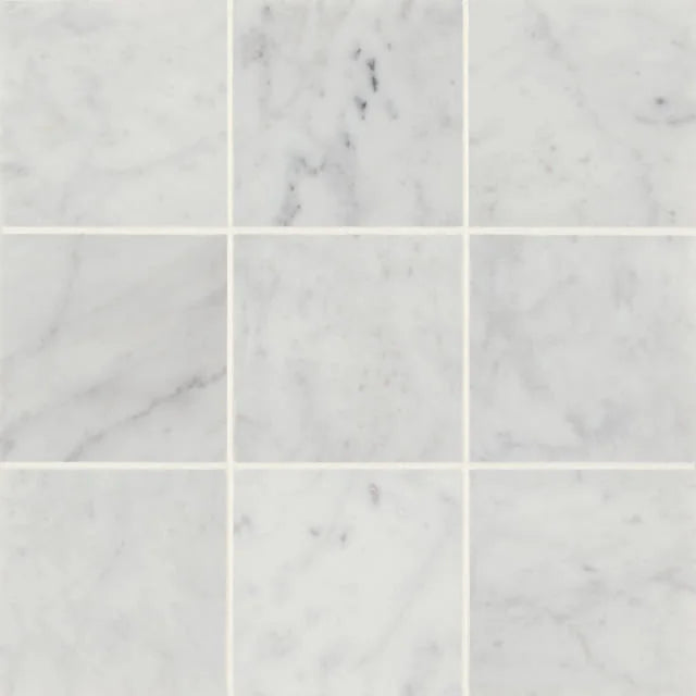 Monet White Carrara 4x4 Honed Marble Floor & Wall Tile
