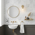 Monet White Carrara 4x4 Honed Marble Floor & Wall Tile — Powder Room wall