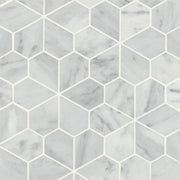 Monet White Carrara 9.75x9.75 Honed Decorative Marble Mosaic