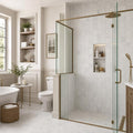 Monet White Carrara Marble Tile 4x4 Honed 3/8 inch — Bathroom shower wall accent band