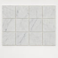 Monet White Carrara Marble Tile 4x4 Honed 3/8 inch close-up