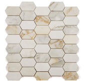 Montage Calacatta Gold Elongated Hex Honed Marble Mosaic