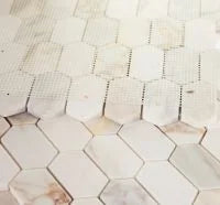 Montage Calacatta Gold Elongated Hex Honed Marble Mosaic