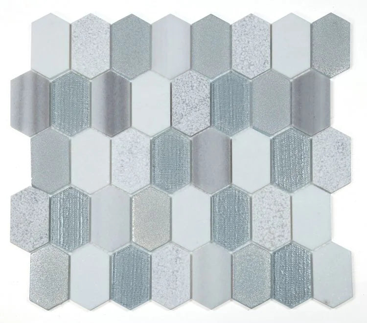 Montage Modern Grey 12.5x13.25 Elongated Hexagon Mosaic