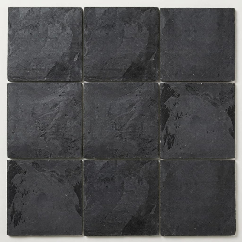 Montauk Black 12x12 Gauged Slate Natural Stone Tile close-up