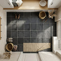 Montauk Black 12x12 Gauged Slate Natural Stone Tile — Mudroom floor