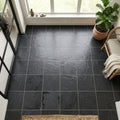 Montauk Black 12x12 Gauged Slate Natural Stone Tile — Sunroom floor