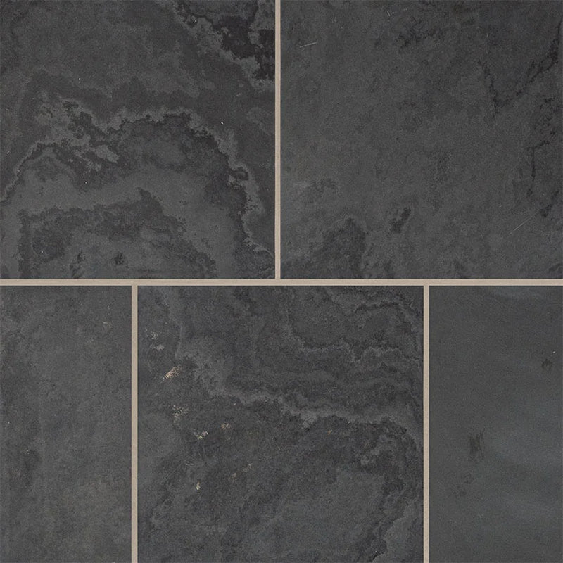 Montauk Black 12x12 Honed Slate Natural Stone Tile