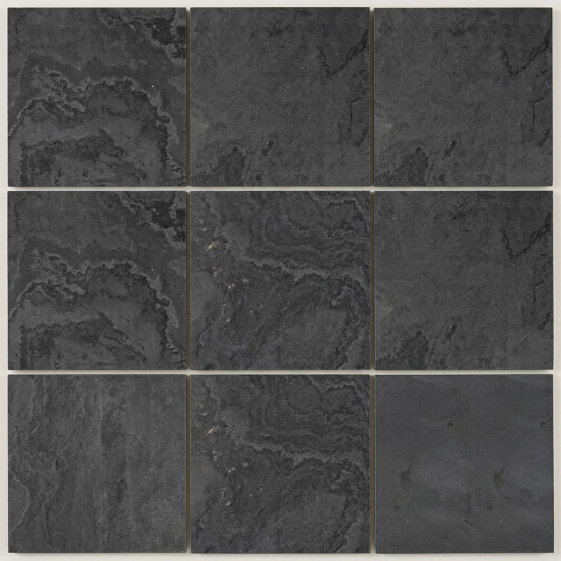 Montauk Black 12x12 Honed Slate Natural Stone Tile close-up