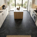 Montauk Black 12x12 Honed Slate Natural Stone Tile — Kitchen floor