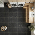 Montauk Black 12x12 Honed Slate Natural Stone Tile — Laundry Room floor