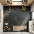 Montauk Black 12x12 Honed Slate Natural Stone Tile — Mudroom floor