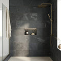 Montauk Black 12x24 Gauged Slate Natural Stone Tile — Bathroom shower wall