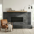 Montauk Black 12x24 Gauged Slate Natural Stone Tile — Living Room fireplace surround