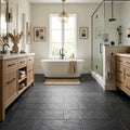 Montauk Black 12x24 Gauged Slate Natural Stone Tile — Primary Bath floor