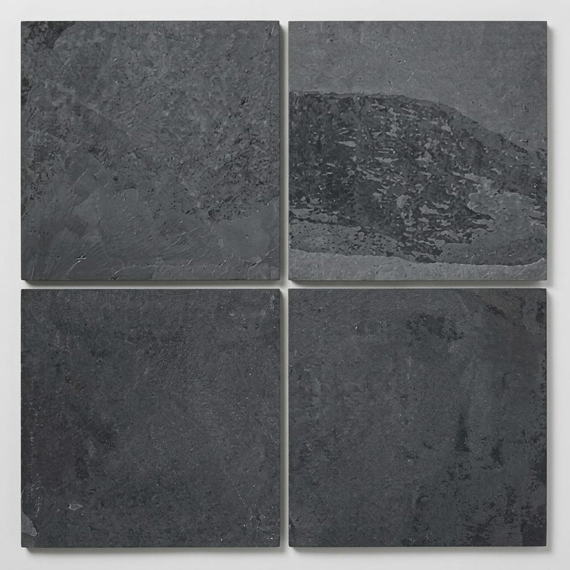 Montauk Black 16x16 Gauged Slate Natural Stone Tile close-up