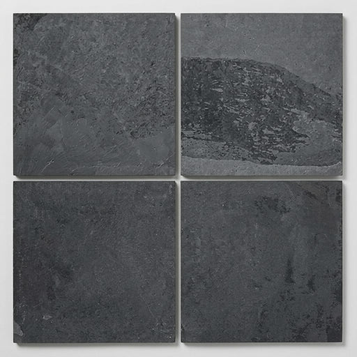 Montauk Black 16x16 Gauged Slate Natural Stone Tile close-up