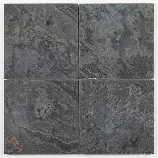 Montauk Black 16x16 Honed Slate Natural Stone Tile close-up