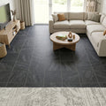 Montauk Black 16x16 Honed Slate Natural Stone Tile — Family Room floor