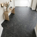 Montauk Black 16x16 Honed Slate Natural Stone Tile — Hallway floor