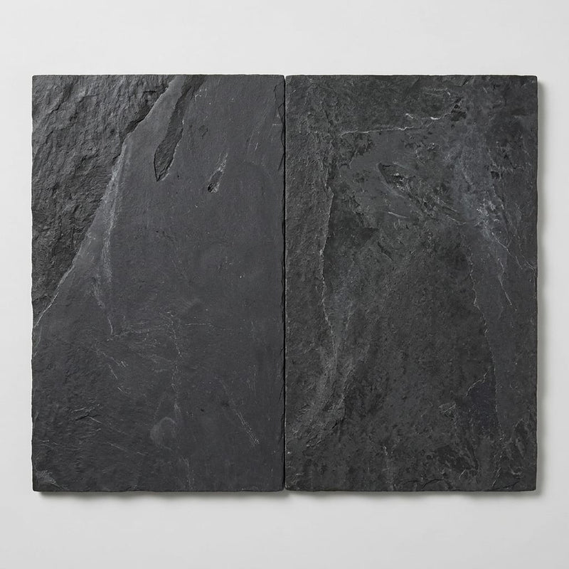 Montauk Black 16x24 Gauged Slate Natural Stone Tile close-up