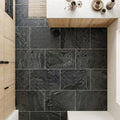 Montauk Black 16x24 Gauged Slate Natural Stone Tile — Kitchen floor