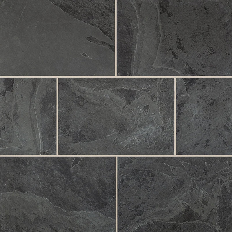 Montauk Black 16x24 Gauged Slate Natural Stone Tile