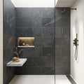 Montauk Black 18x36 Gauged Slate Tile — Bathroom shower wall