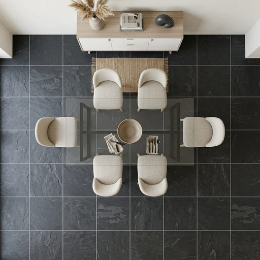 Montauk Black 24x24 Gauged Slate Tile — Dining Room floor