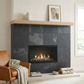 Montauk Black 24x24 Gauged Slate Tile — Living Room fireplace surround