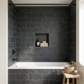 Montauk Black 3x6 Subway Gauged Slate Tile — Bathroom tub surround