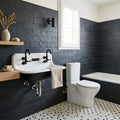 Montauk Black 4x12 Subway Gauged Slate Tile — Bathroom wall