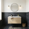 Montauk Black 4x12 Subway Gauged Slate Tile — Powder Room wainscot
