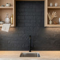 Montauk Black 4x12 Subway Gauged Slate Tile — Wet Bar backsplash