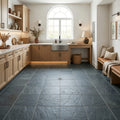 Montauk Blue 12x12 Gauged Slate Tile — Basement floor
