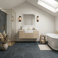 Montauk Blue 12x12 Gauged Slate Tile — Bathroom floor