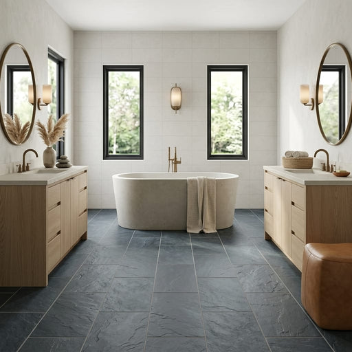 Montauk Blue 12x24 Gauged Slate Tile — Bathroom floor