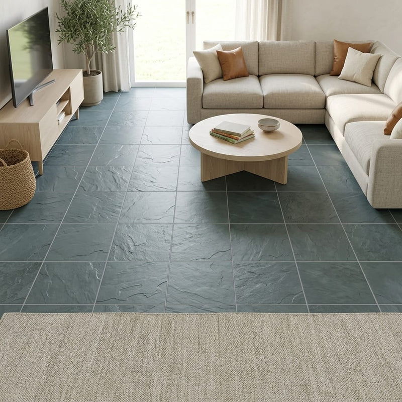 Montauk Blue 16x16 Gauged Slate Tile — Family Room floor